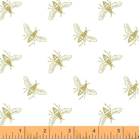 Windham Fabrics Windham Precious Metal Nature Bees, White 